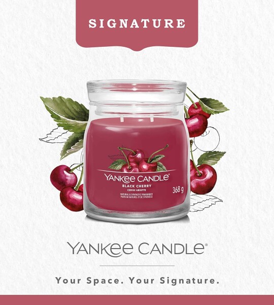 Yankee Candle Signature Scented Candle | Black Cherry Medium Jar Candle with Double Wicks