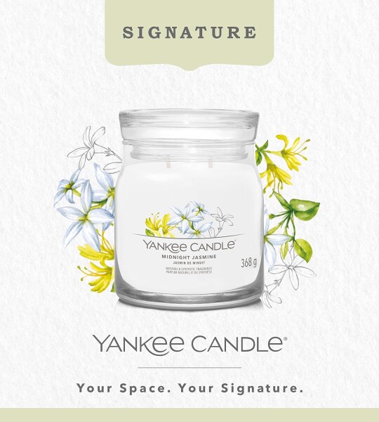 Yankee Candle Signature Scented Candle | Midnight Jasmine Medium Jar Candle with Double Wicks