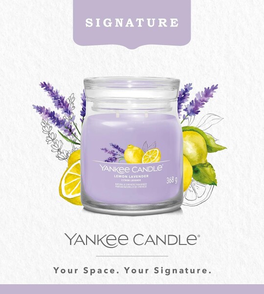 Yankee Candle Signature Scented Candle | Lemon Lavender Medium Jar Candle with Double Wicks