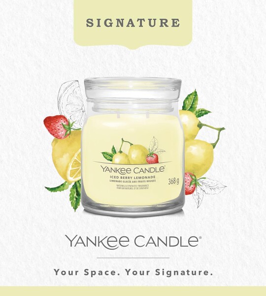 Yankee Candle Signature Scented Candle | Iced Berry Lemonade Medium Jar Candle with Double Wicks
