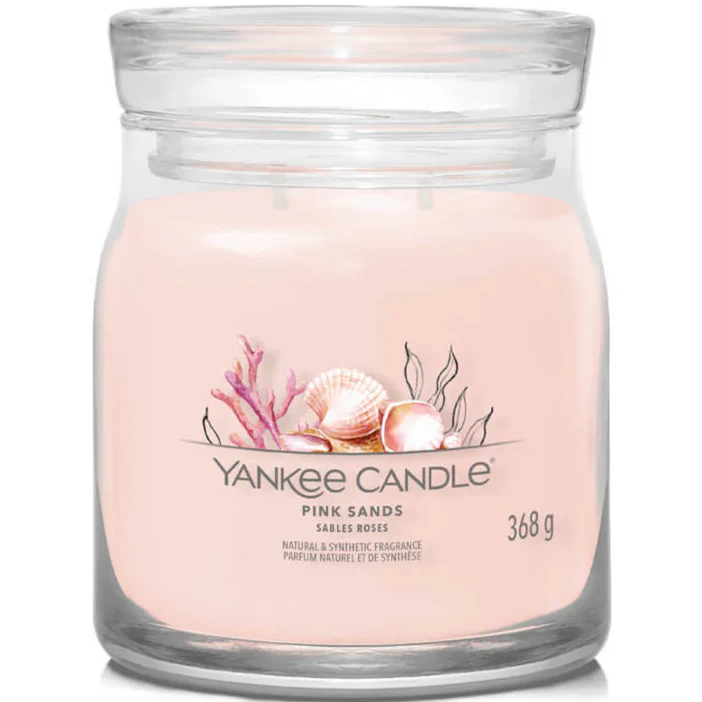 Yankee Candle Signature Scented Candle | Pink Sands Medium Jar Candle with Double Wicks