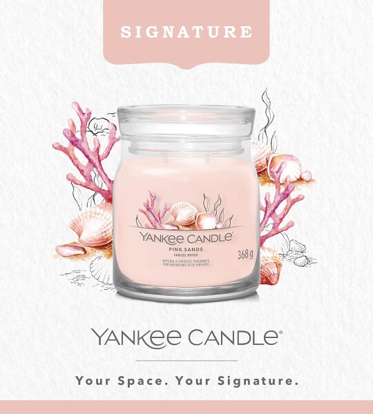 Yankee Candle Signature Scented Candle | Pink Sands Medium Jar Candle with Double Wicks