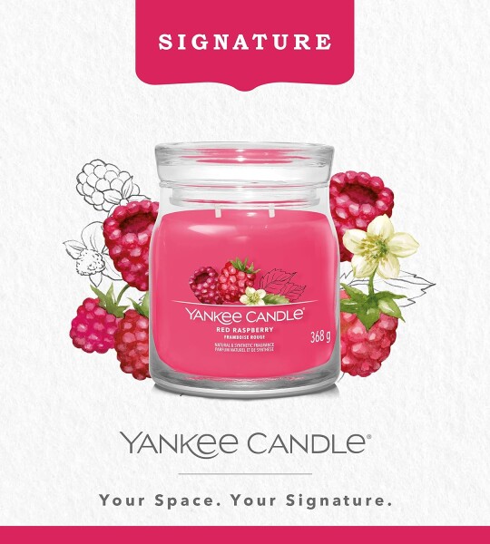 Yankee Candle Signature Scented Candle | Red Raspberry Medium Jar Candle with Double Wicks